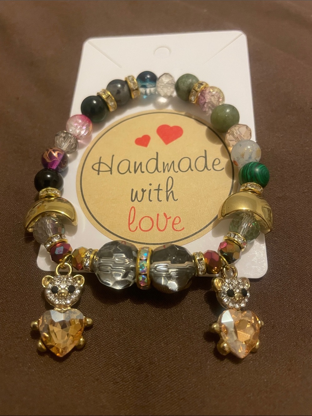 2/$7 - Handmade Multicolor Beaded Charm Fashion Bracelet with Gold Accents